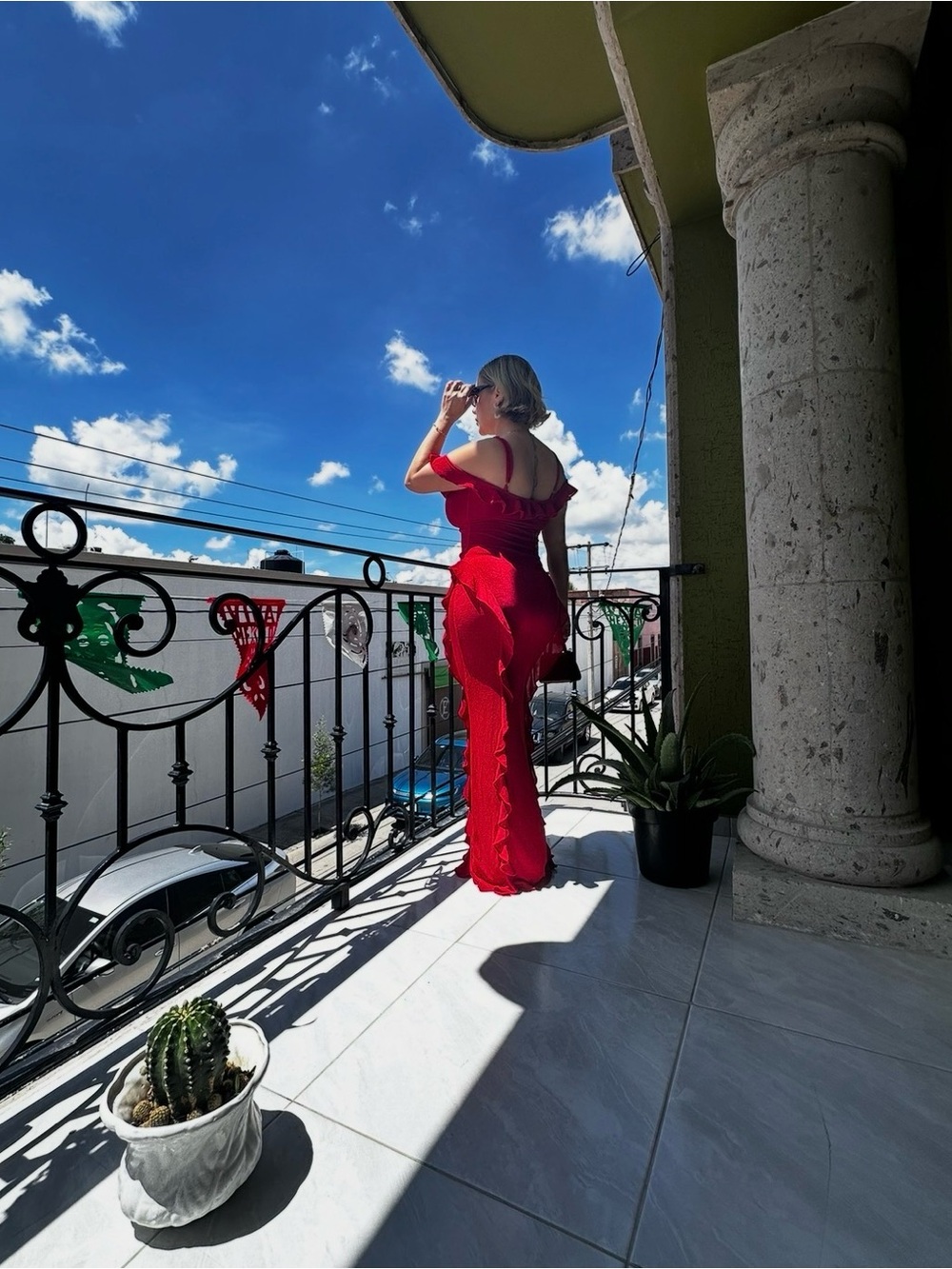 JLUXLABEL Red Ruffle-Trim Maxi Dress - Picture 5 of 7